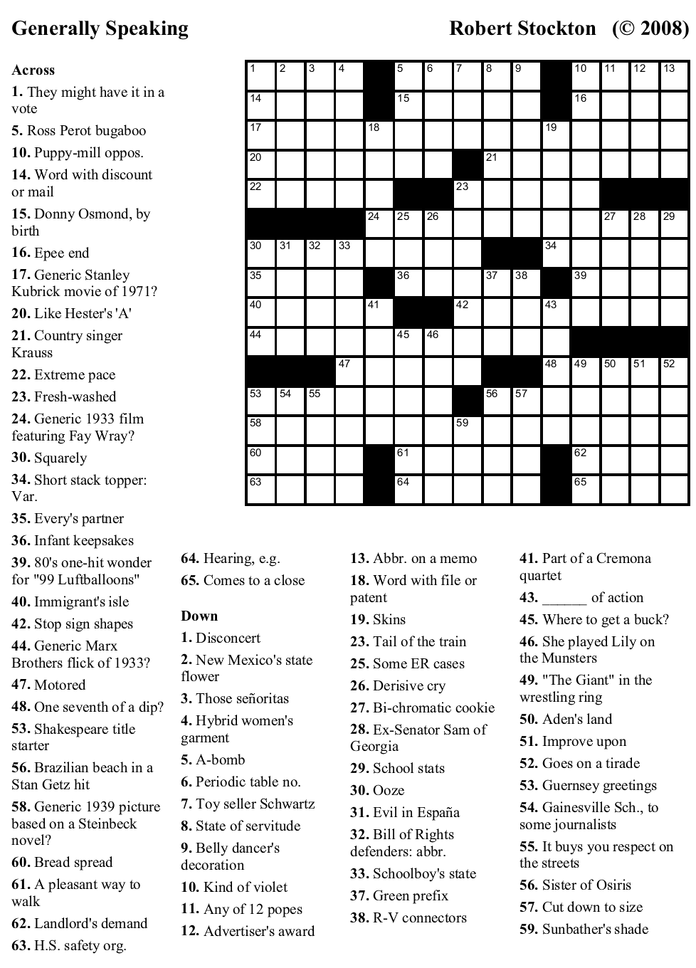 Free Easy Crossword Puzzles To Print Out