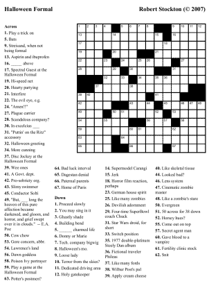 Crossword Puzzles Printable on Crosswords    Blog Archive    Puzzle  17     Halloween Formal