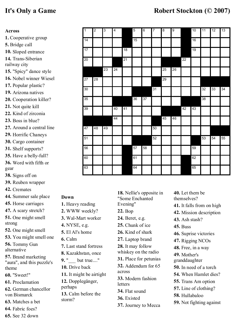 Beekeeper Crosswords » Blog Archive » Puzzle #12: “It’s ...