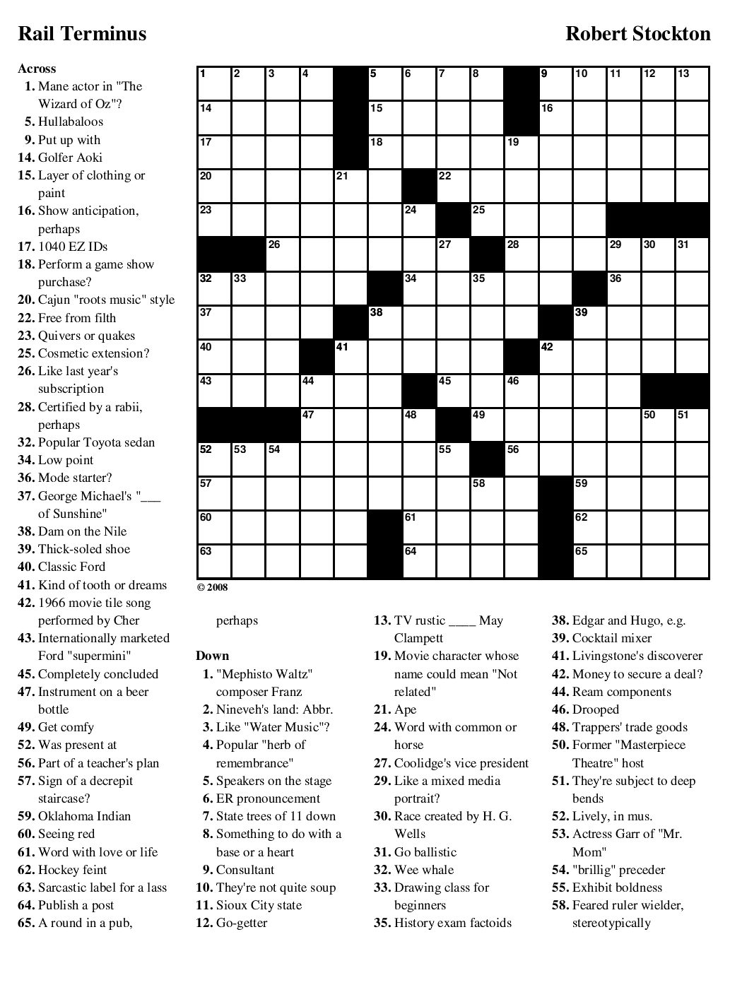 Movies Crossword Printable / Printable Entertainment Crossword Puzzles