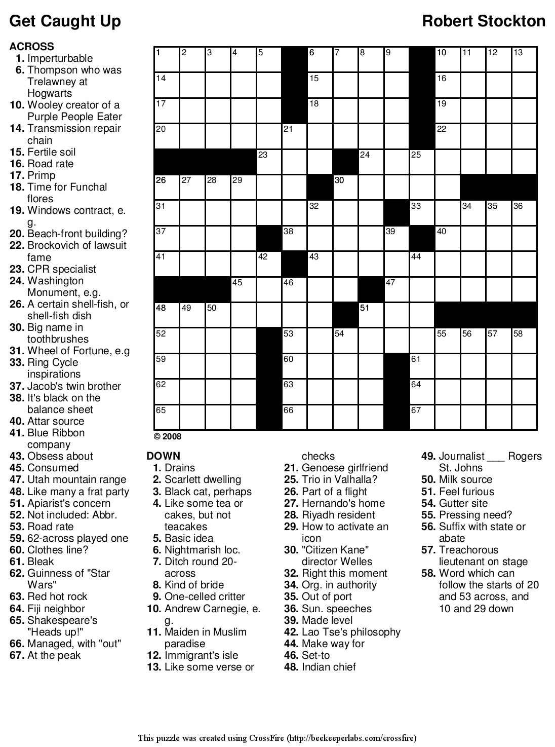Beekeeper Crosswords -- New Puzzles every Wednesday