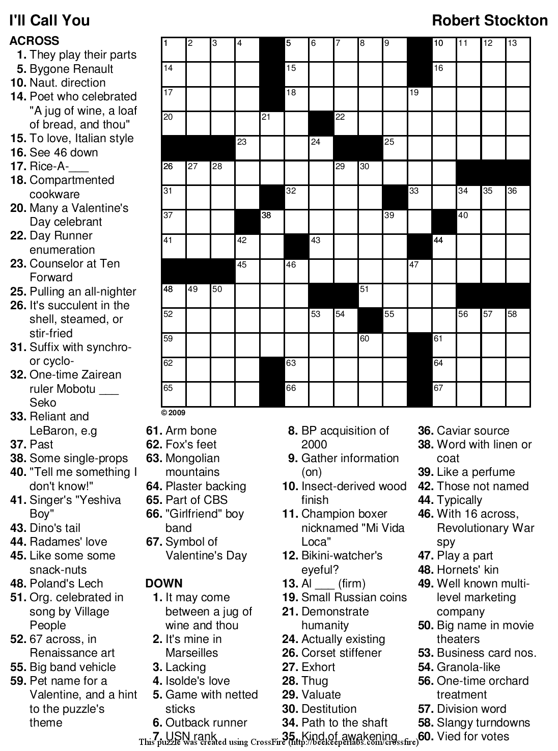 Beekeeper Crosswords -- New Puzzles every Wednesday