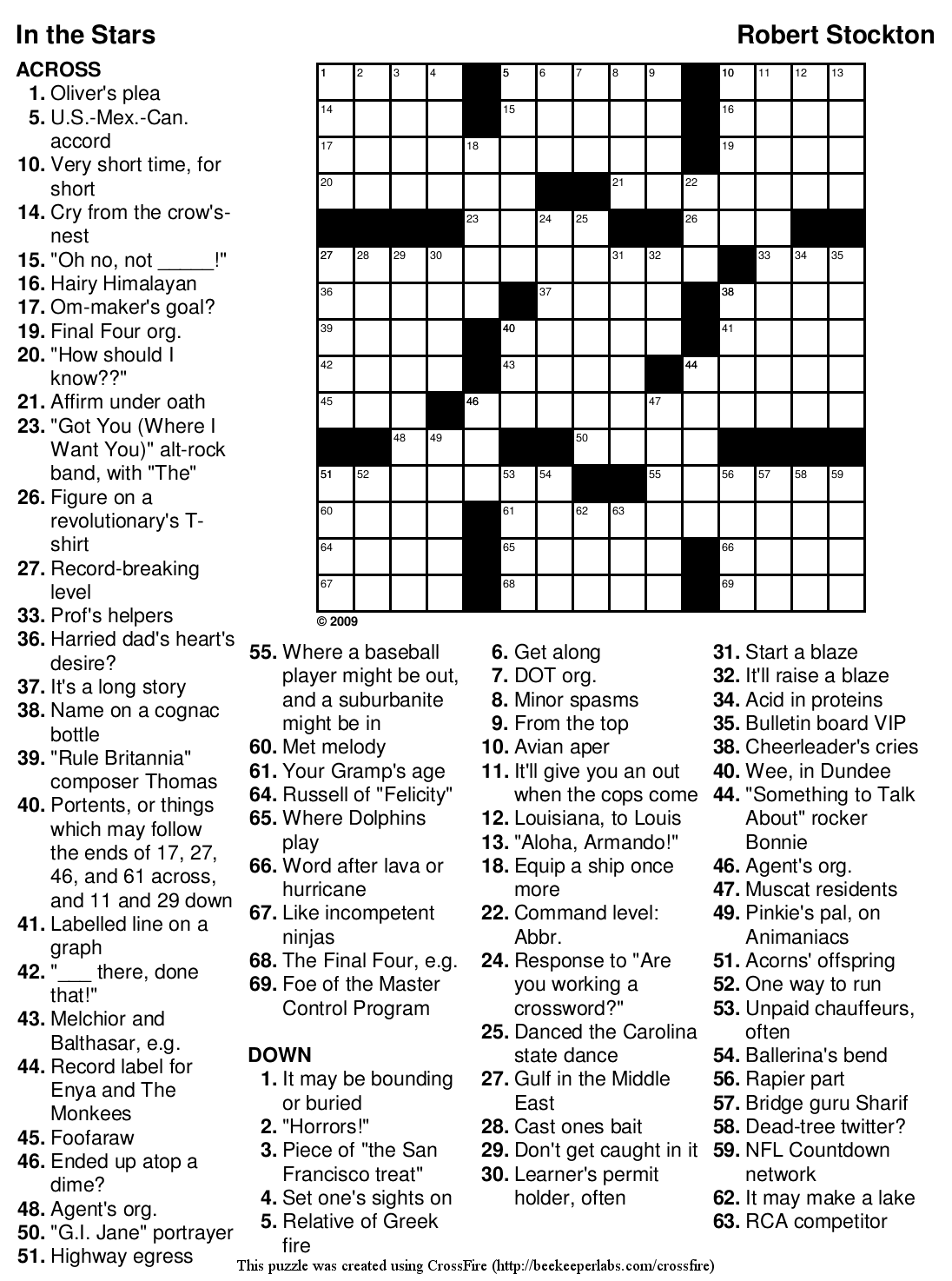 March, 2009  Beekeeper Crosswords